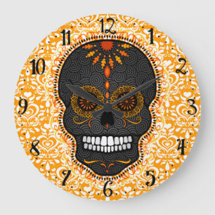 Feliz Muertos - Happy Sugar Skull-klok Grote Klok