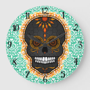 Feliz Muertos - horloge murale heureuse de crâne
