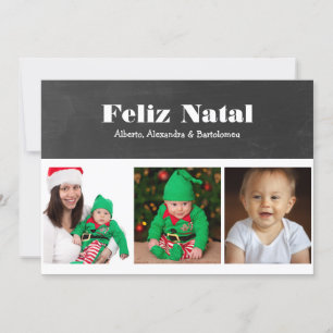 Feliz Natal Black en White, gepersonaliseerd Feestdagenkaart