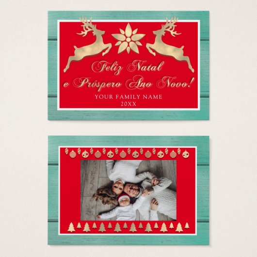 Feliz Natal e um Próspero Ano Novo Gold Red Rustic (Devant & derrière)