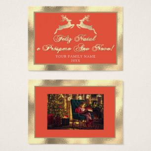Feliz Natal Próspero Anno Nuovo Foto Gold Royal Visitekaartje