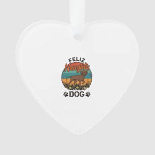 Feliz Naughty Dog Bruine Retro Zon Pootafdrukken Ornament