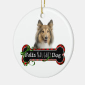Feliz Naughty Sheltie Keramisch Ornament (Links)