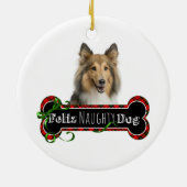 Feliz Naughty Sheltie Keramisch Ornament (Achterkant)