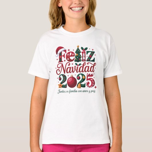 Feliz Navidad 2025 Family Christmas Spanish T-shirt (Voorkant)