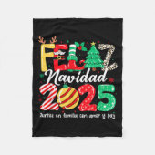 Feliz Navidad 2025 Spanish Christmas Mexican Famil Fleece Deken (Voorkant)
