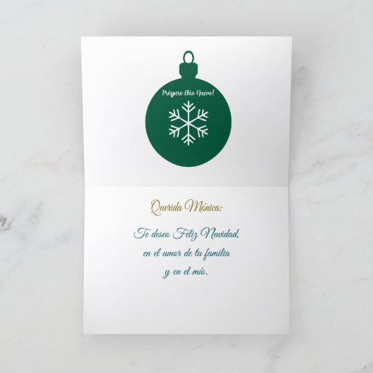 Feliz Navidad a mi novia, Spaans Kaart (Binnen)