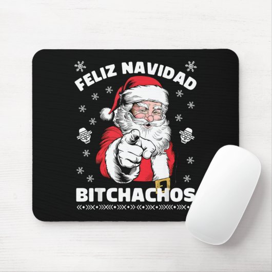 Feliz Navidad Achos Shirt Merry Xmas Funny Santa Muismat (Met muis)