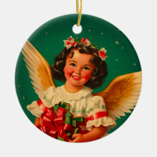 "Feliz Navidad" Angel Keramisch Ornament