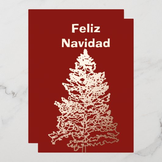 Feliz Navidad Arbre de Noël Or Rose de vacances (Recto/Verso)