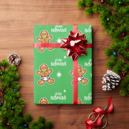 ¡Feliz Navidad! Baby Gingerbread op Green-Editable Cadeaupapier