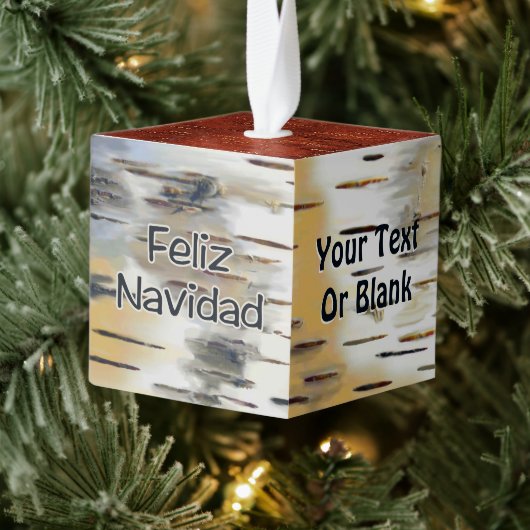 Feliz Navidad - Birchbark Kubus Ornament (Boom)
