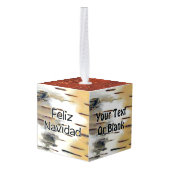 Feliz Navidad - Birchbark Kubus Ornament (Achter hoekig)