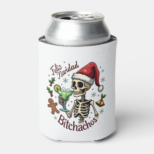 Feliz Navidad Bitchachos Funny Skull Spanish Merry Blikjeskoeler (Blikje Voorkant)