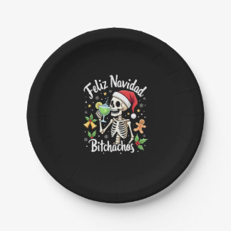 Feliz Navidad Bitchachos Grappige Schedel Spaanse  Papieren Bordje