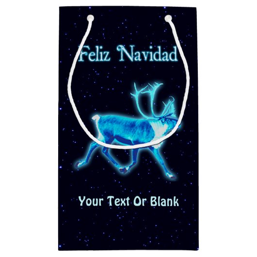 Feliz Navidad - Blue Cariou (rendier) Klein Cadeauzakje (Achterkant)