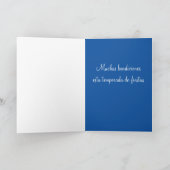 Feliz Navidad Blue Snowflakes kerstKaart Feestdagen Kaart (Binnen)