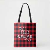 Feliz Navidad Buffalo Plaid Draagtas (Voorkant)