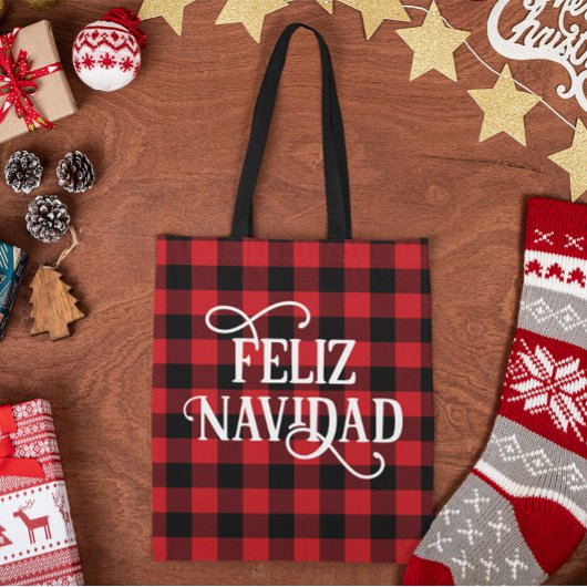 Feliz Navidad Buffalo Plaid Draagtas