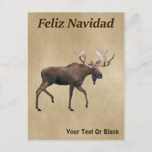 Feliz Navidad - Bull Moose op oud papier Briefkaart