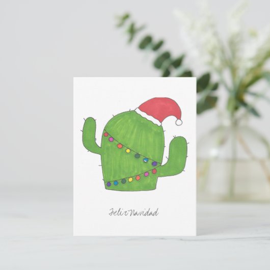 Feliz Navidad Cactus de Noël Carte Plate (Debout devant)