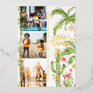 Feliz Navidad Cactus-kerstfotocollage Folie Feestdagenkaart