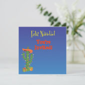 Feliz Navidad Cactus met Sombero Kerstmis Kaart (Staand voorkant)