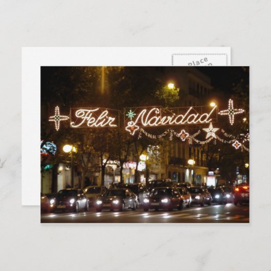 Feliz Navidad. Calle Princesa, Madrid Feestdagenkaart (Voorkant / Achterkant)