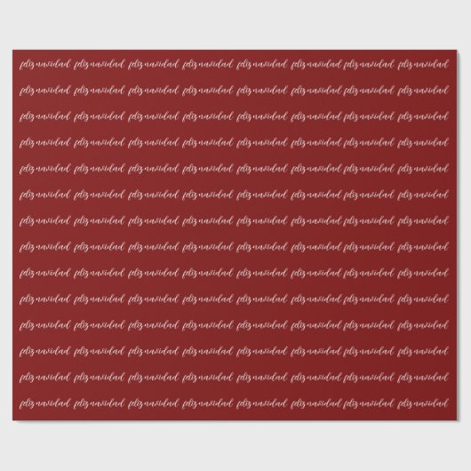 Feliz Navidad Calligraphy Christmas Wrapping Paper Cadeaupapier (Vlak)