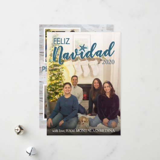 Feliz Navidad Carte de Noël - Plage (Devant/Arrière en situation)