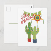 Feliz Navidad carte de vacances avec cactus décoré (Devant / Derrière)