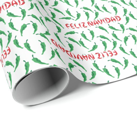 Feliz Navidad Chili Pepper Pattern Cadeaupapier (Rol Hoek)