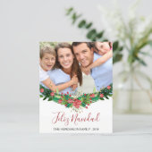 Feliz Navidad Christmas Garland Script Carte photo (Debout devant)