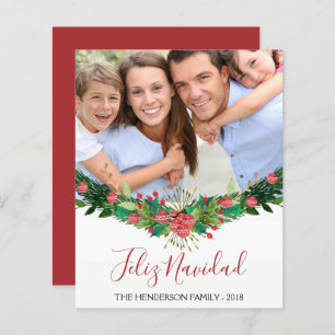 Feliz Navidad Christmas Garland Script Carte photo