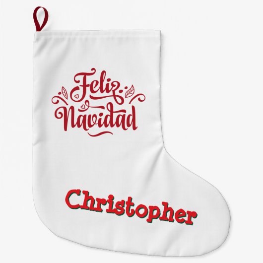 Feliz Navidad Christmas Stocking Grote Kerstsok (Voorkant)