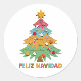Feliz Navidad Colorful Xmas - Spaanse kerstmis Ronde Sticker
