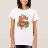 Feliz Navidad con Santa Claus y fondo acuarela T-shirt (Voorkant)