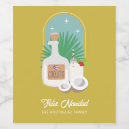 Feliz Navidad Coquito Food and Beverage Label Set Wijn Etiket