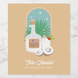 Feliz Navidad Coquito Food and Beverage Label Set Wijn Etiket