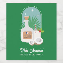 Feliz Navidad Coquito Food and Beverage Label Set Wijn Etiket