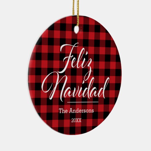 Feliz Navidad Custom Ceramic Ornament (Rechts)