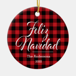 Feliz Navidad Custom Ceramic Ornament