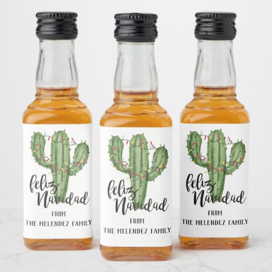 Feliz Navidad Custom Kerstmini Liquor Likeurfles Etiket (Flessen)