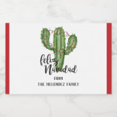 Feliz Navidad Custom Kerstmini Liquor Likeurfles Etiket (Enkel label)