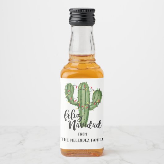 Feliz Navidad Custom Kerstmini Liquor Likeurfles Etiket (Voorkant)