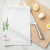 Feliz Navidad Desert Zuidwest Kerstcactus Theedoek (Quarter Fold)