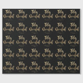 Feliz Navidad Elegant Black en Gold Script Chic H Cadeaupapier (Vlak)