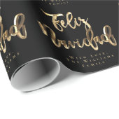 Feliz Navidad Elegant Black en Gold Script Chic H Cadeaupapier (Rol Hoek)