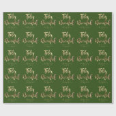 Feliz Navidad Elegant Groen en Goud Script Cadeaupapier (Vlak)