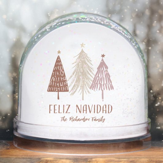 Feliz Navidad Family Name Holiday Snow Globe